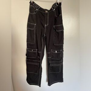 Forever 21 Honey Peach Black Cargo Pants Sz L